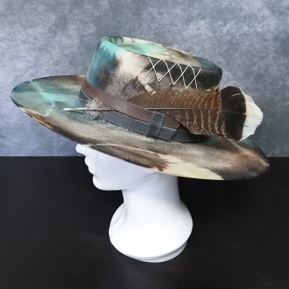 A Rare Bird Women's Felt Feather Leather Band Western Cowgirl Boho Felt Hat